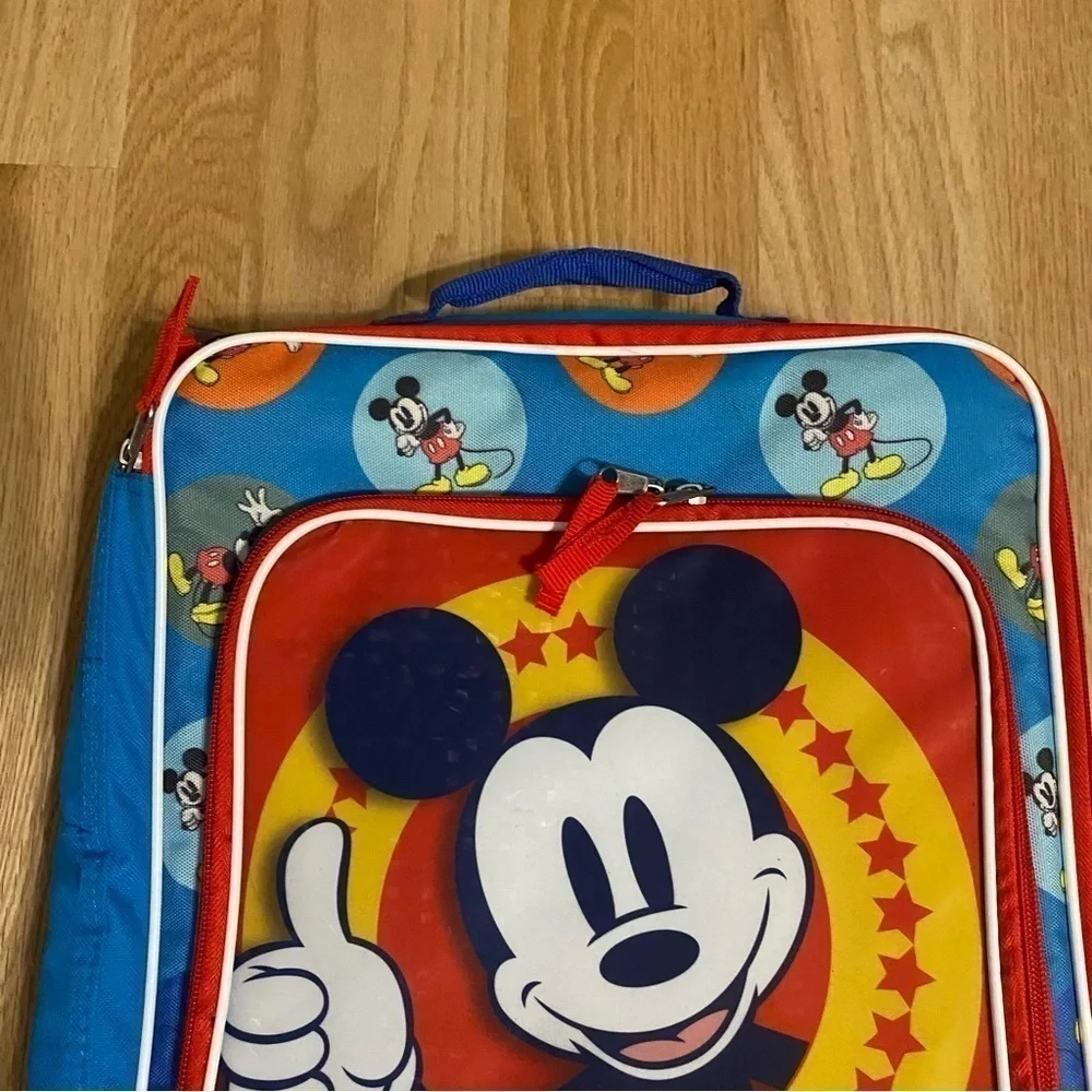 Disney Mickey Mouse Rolling Carry On Luggage Suitcase Red Blue Kids